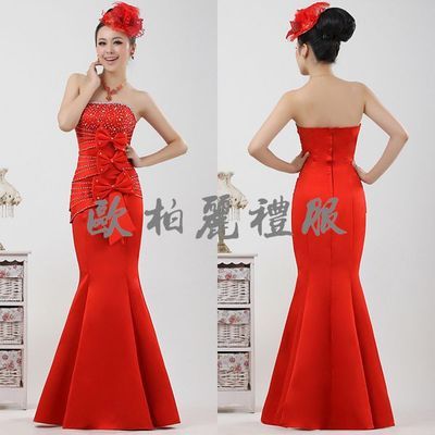 【大紅包臀長款禮服 蘇州歐柏麗 批發(fā) 定制 加工】價(jià)格,廠家,圖片,婚紗、禮服,蘇州名門之秀婚紗禮服 -