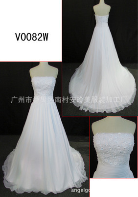 批發采購婚紗、禮服-V0082W廠家批發 韓版甜美公主婚紗 韓式齊地抹胸酒店結婚.